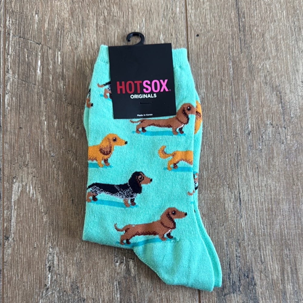 Hot Sox Teal Socks with Dachshund Design
